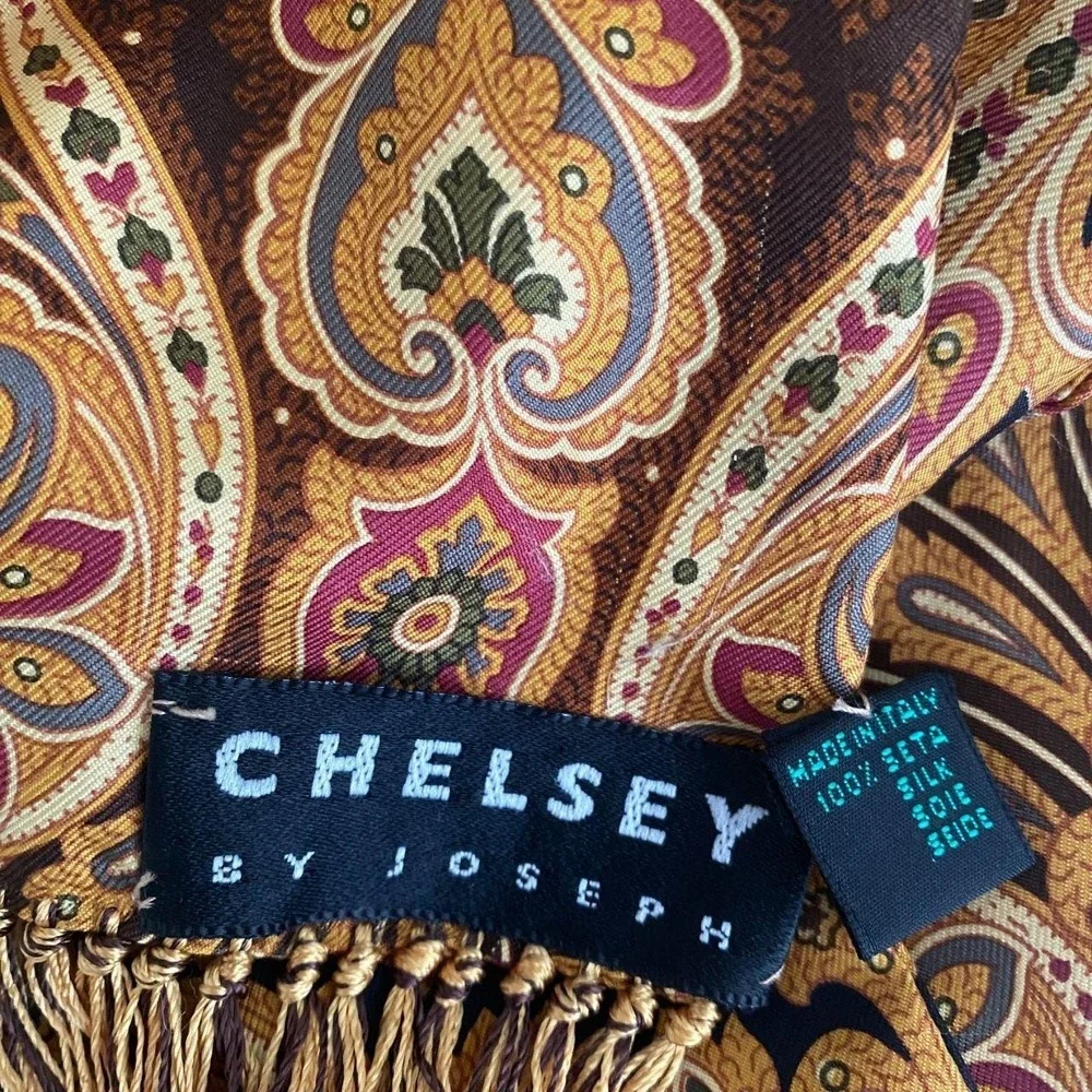 100% Silk Paisley Fringe Scarf Chelsey by Joseph Autumn Scarf